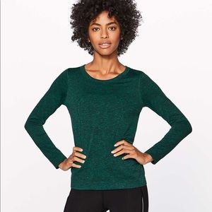 Lululemon Swiftly Tech Long Sleeve (Breeze/Relaxed Fit) in Teal Green/Black